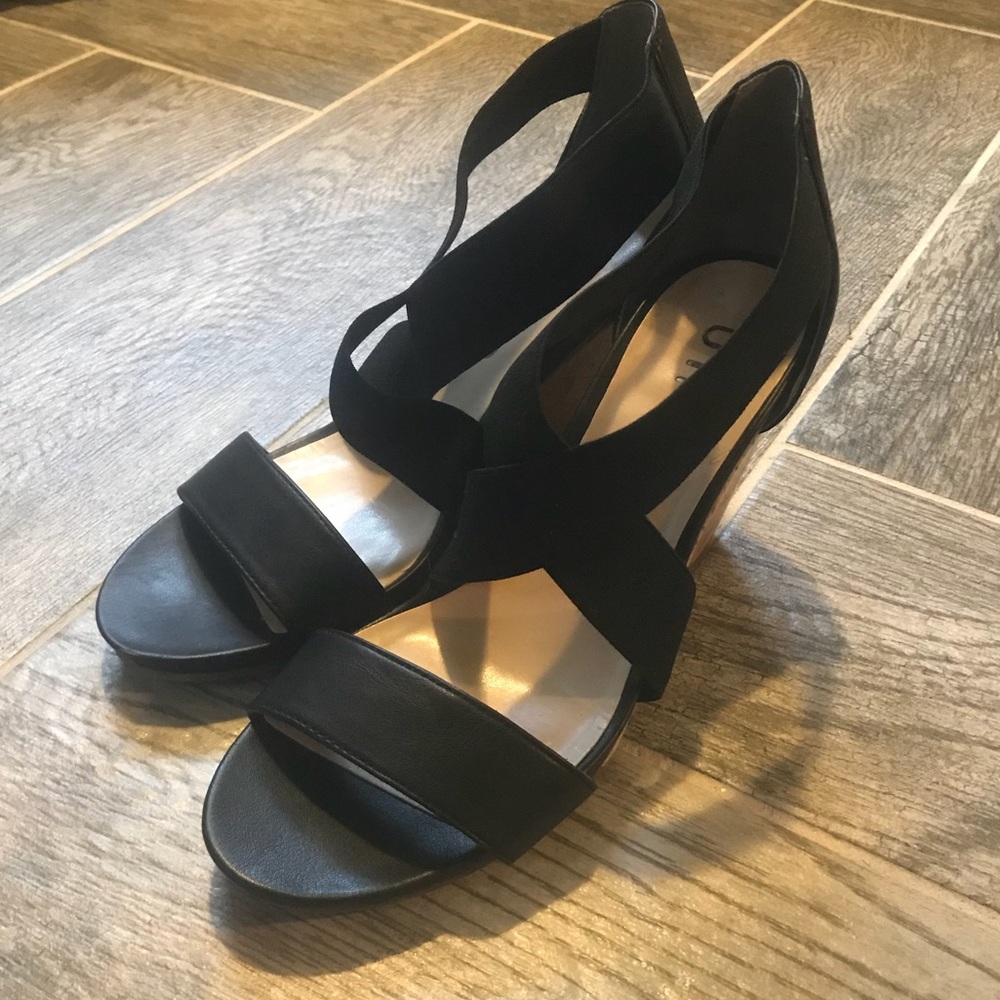 Black Wedge Sandals